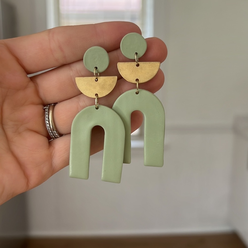 Boutique Green and gold statement earrings (dangle)